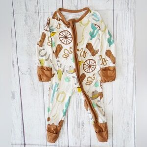 Little Sleepies Ready To Rodeo Western Cowboy One Piece Pajamas 0-3m Bamboo